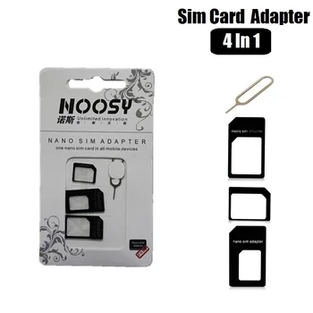 100шт 4в1 Адаптер для нано-SIM-карты Micro Sim Converter Kit с иглой для iPhone Samsung Huawei Xiaomi Tablet Smart Mobile Phone