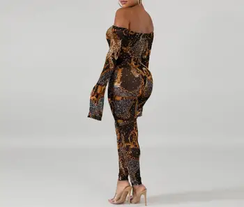 2022 Женский Летний горячий сетчатый топ с разрезом на шее и длинным рукавом, длинные брюки с принтом, сексуальный ночной костюм из двух предметов