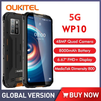 OUKITEL WP10 IP68 Водонепроницаемый 5G Прочный Смартфон 8 ГБ + 128 ГБ 8000 мАч 48 Мп Камера 6,67 