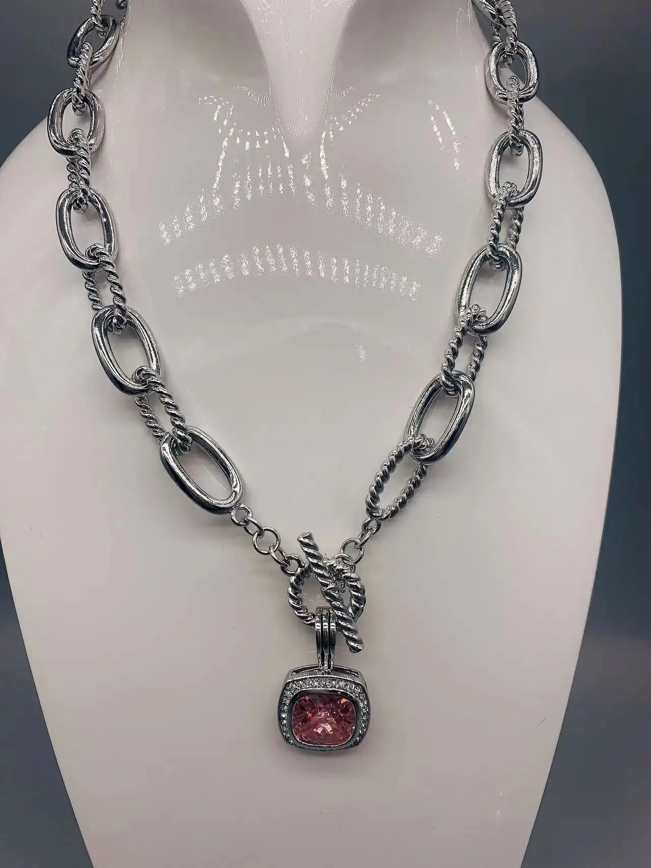 Ювелирные изделия Le Han, серебряный кабель, ожерелье-цепочка с овальным звеном с камнем-каплей