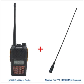 Двухдиапазонная рация Baofeng UV-6R 136-174 МГц и 400-520 МГц Двухдиапазонный двухсторонний радио FM-трансивер с Наушником и антенной NA-771