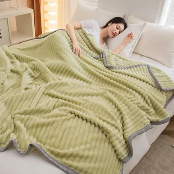 Мягкое покрывало для офиса, автомобильного Дивана, Плюшевые одеяла с длинной полосой, Одеяло для односпальной кровати размера 