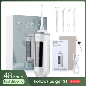 Стоматологический Ирригатор для воды 6 Режимов Ipx7, Нитевдеватель для воды, Портативная USB Перезаряжаемая емкость для чистки зубов С 4 насадками, Подарочная коробка