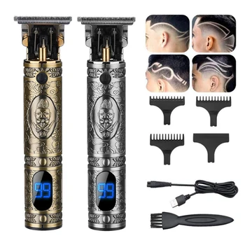 Профессиональная машинка для стрижки волос T9 с USB-аккумулятором; ЖК-электрический Триммер для волос; Беспроводная бритва; Триммер для стрижки волос; Мужская парикмахерская машинка для стрижки волос